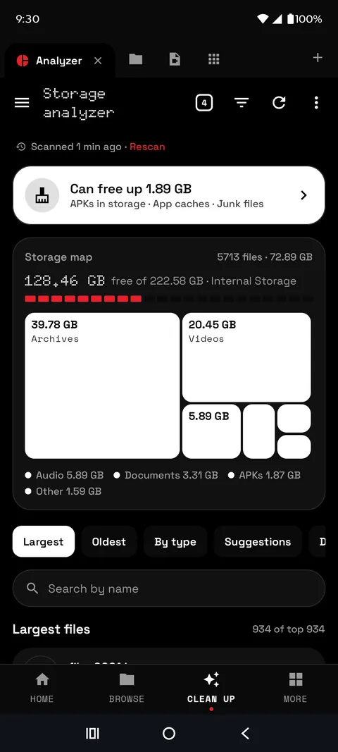 Storage analyzer in the Nothing skin