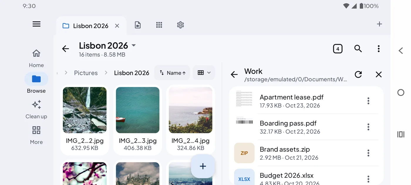 Refile in landscape with a photo folder and a documents folder side by side